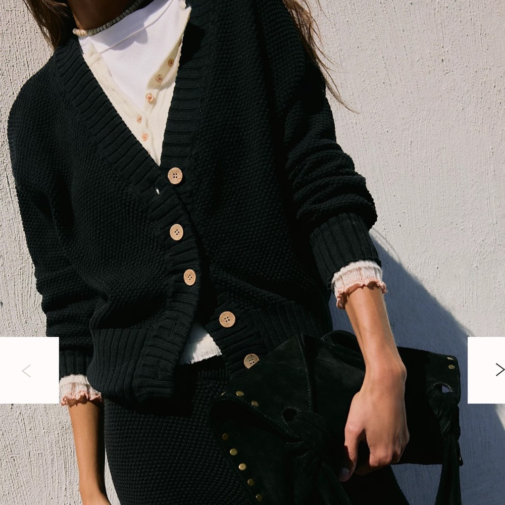 Free people black Hailee cardigan beach